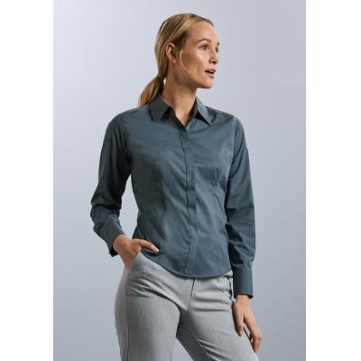 Image of Ladies Long Sleeve Poplin Shirt